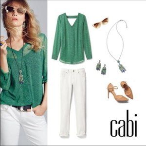 CAbi Bountiful Blouse #5208 Sheer Open V Back Top XS